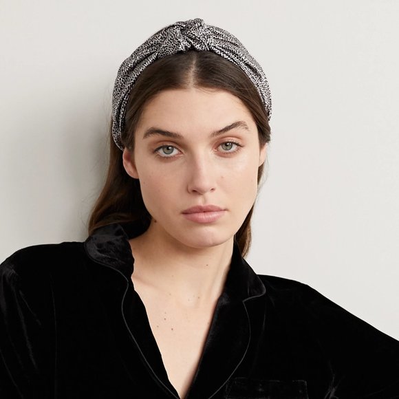 slip Silk Leopard Print Knot Headband - Picture 4 of 5